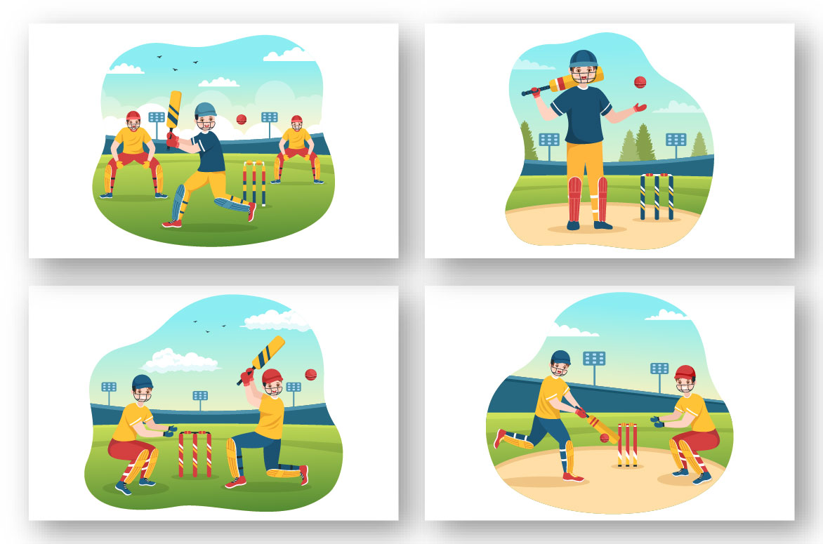 Cartoon Cricket Sport Illustration preview image.
