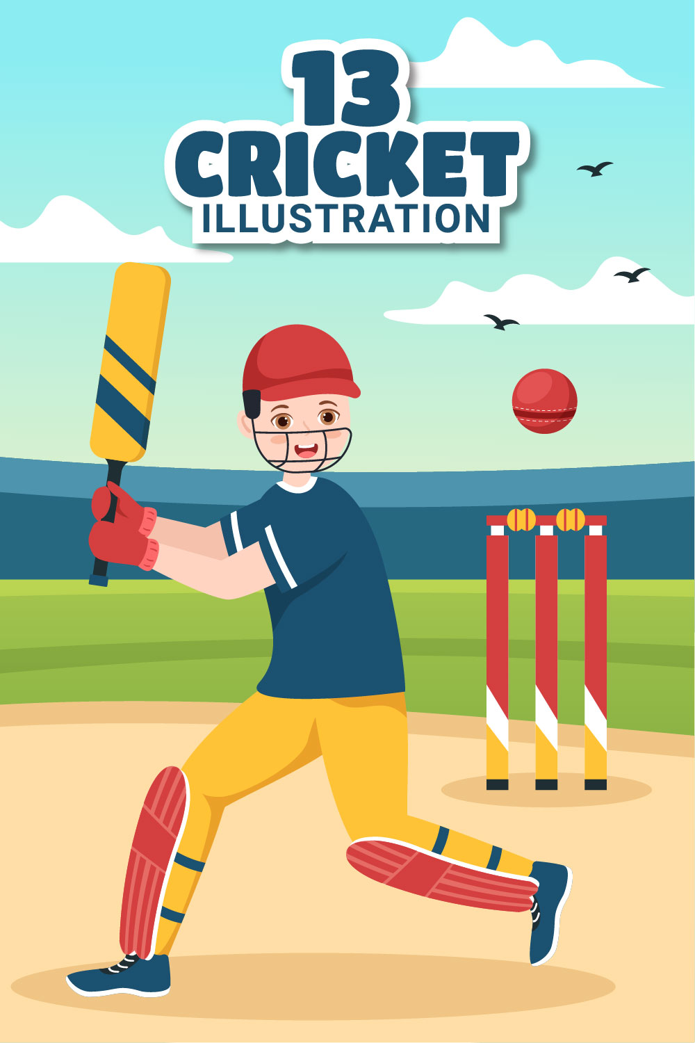 Sport Cricket Graphics Design pinterest image.