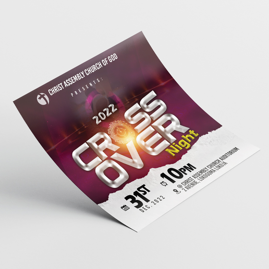 Cross Over Night Church Flyer Template Design cover image.