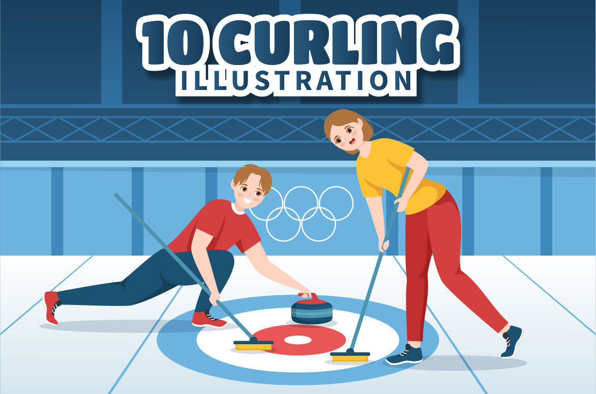 High quality curling illustrations.