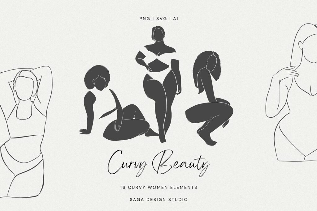 Minimal Abstract Curvy Women Art – Masterbundles