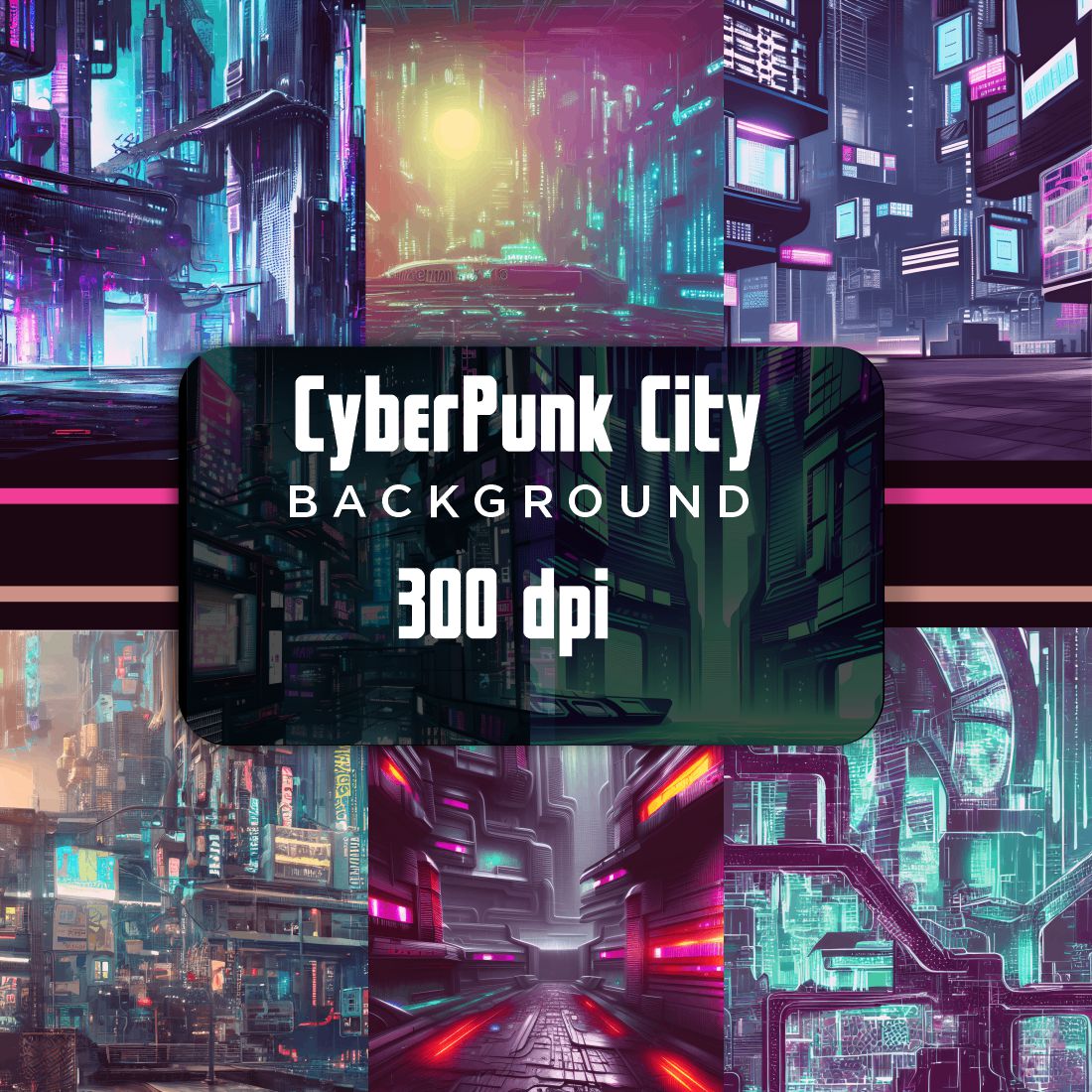 Futuristic City Cyberpunk Background cover image.