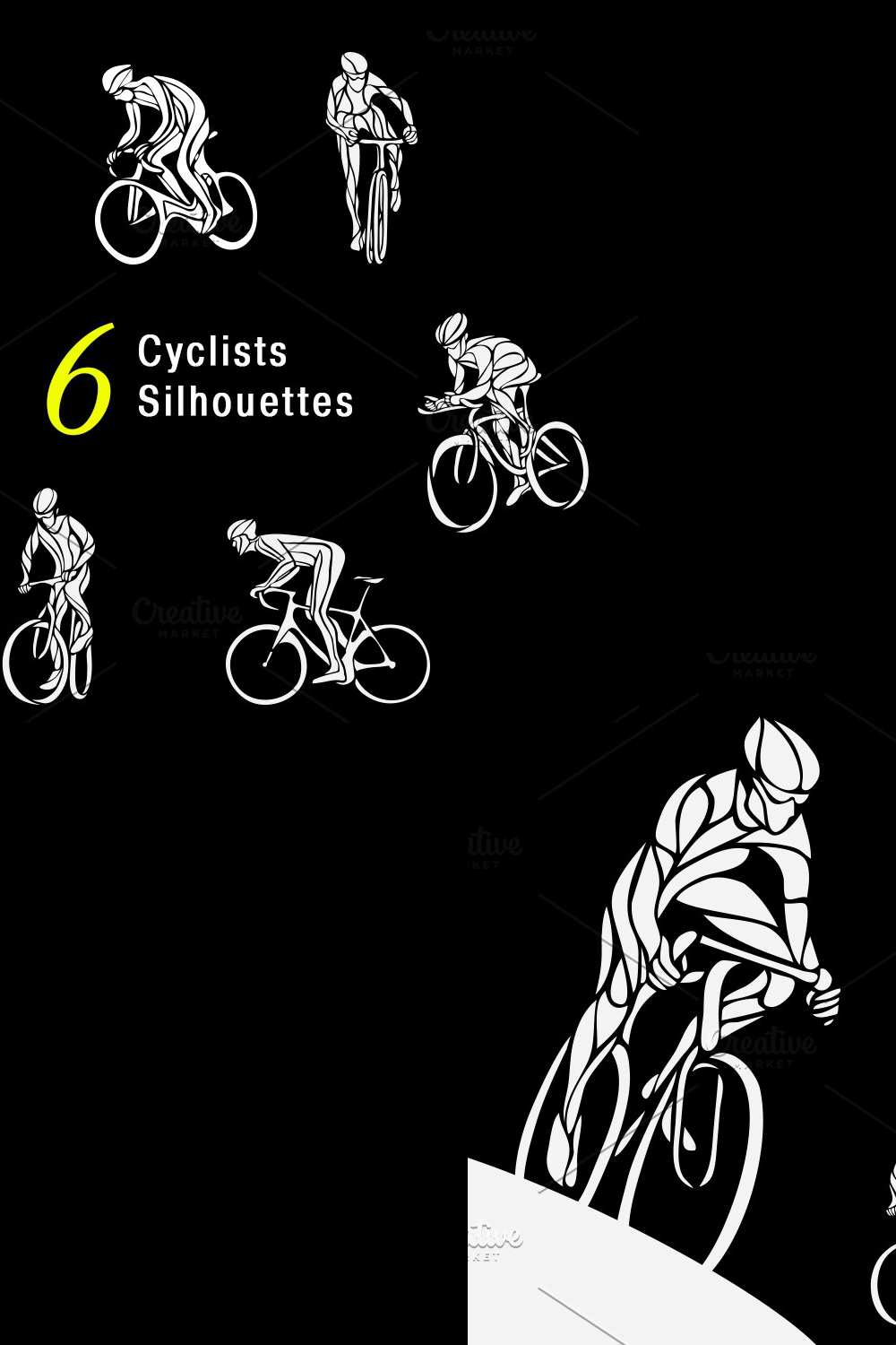cycling cyclists silhouettes set pinterest 667
