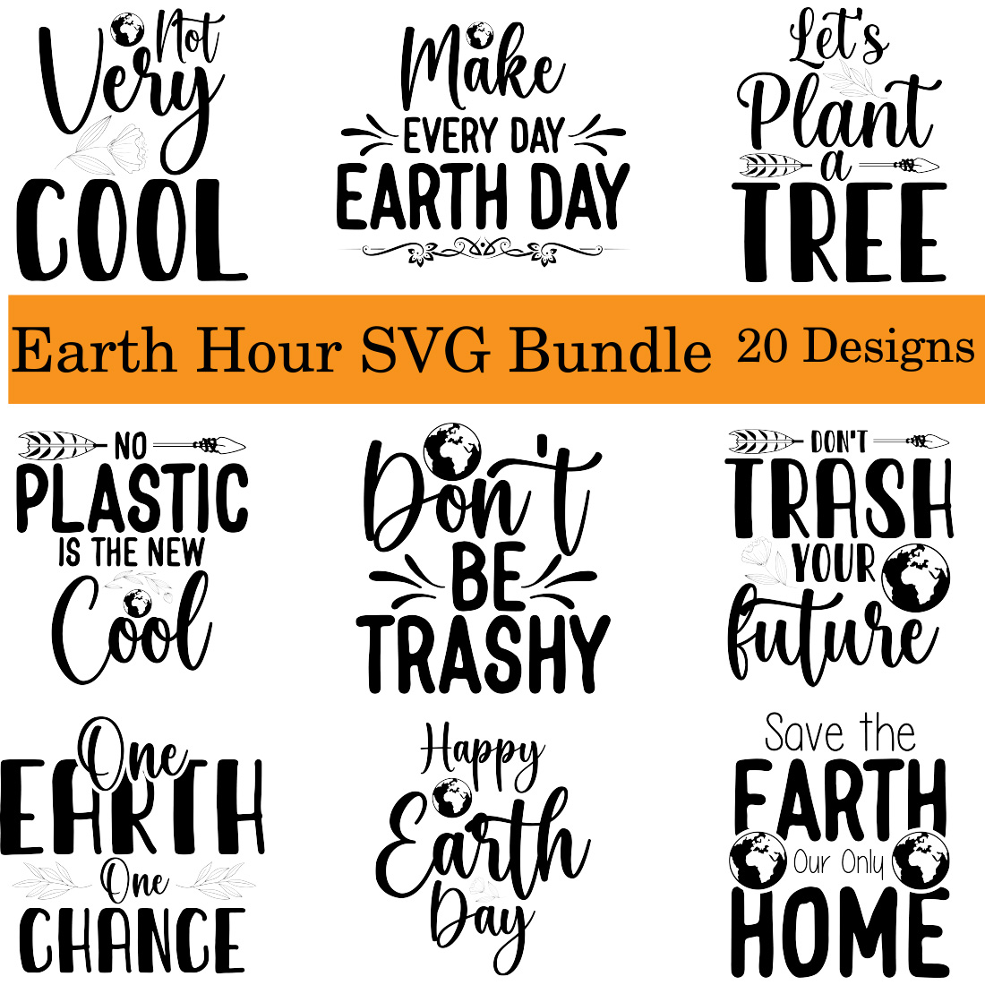 Earth Hour SVG Bundle main cover.