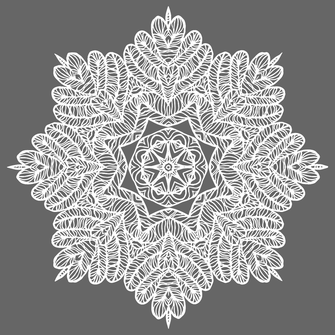 White Lined Snowflake Cutout Vintage Decor Lacy Art.