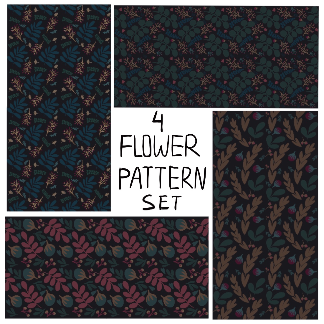 Stylish Flower Pattern Set Design cover image.