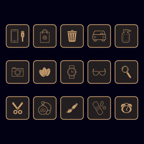 Daily Life Use Items Icon Set cover image.