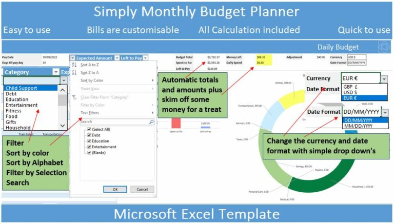 Simple Daily Spending Budgeting Template - MasterBundles
