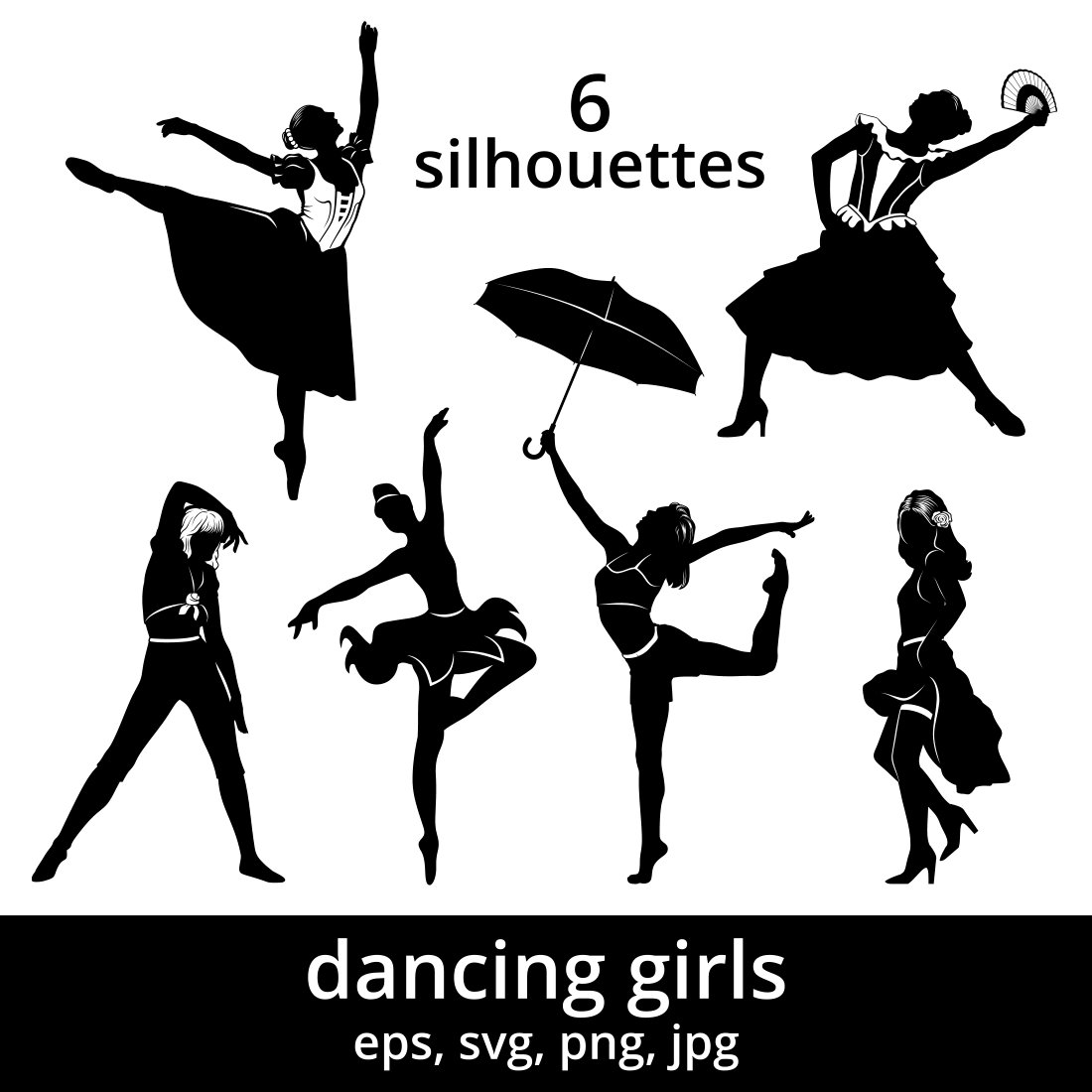 Dancing Girls Silhouettes SVG main cover.