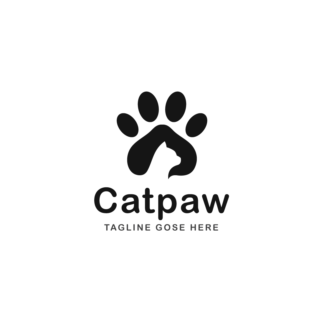 Cat Paw logo template preview image.