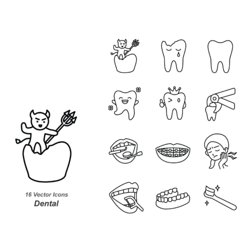 dental outline vector icons. 985