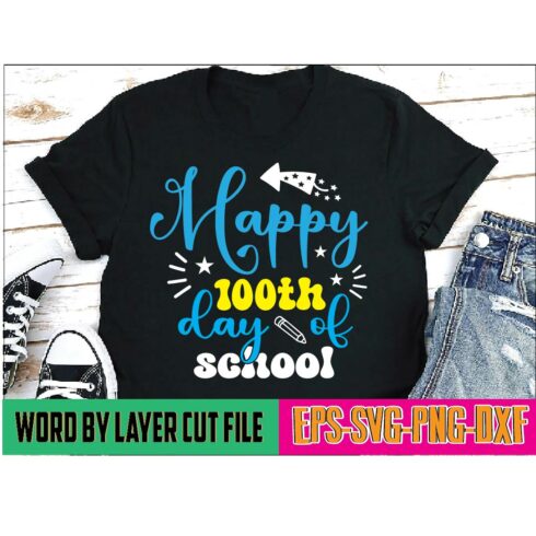 Happy 100th Day of School SVG T-Shirt Design main cover.
