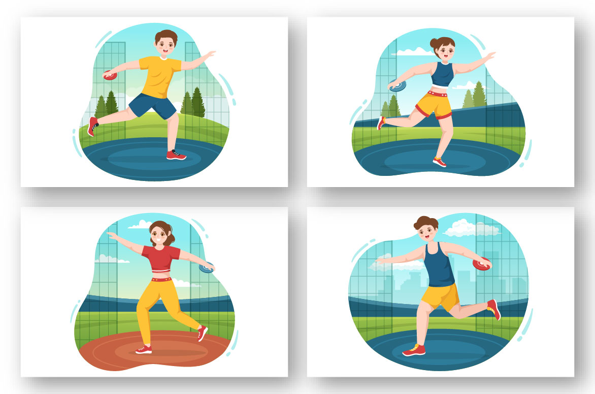 Discus Throw Playing Illustration preview image.