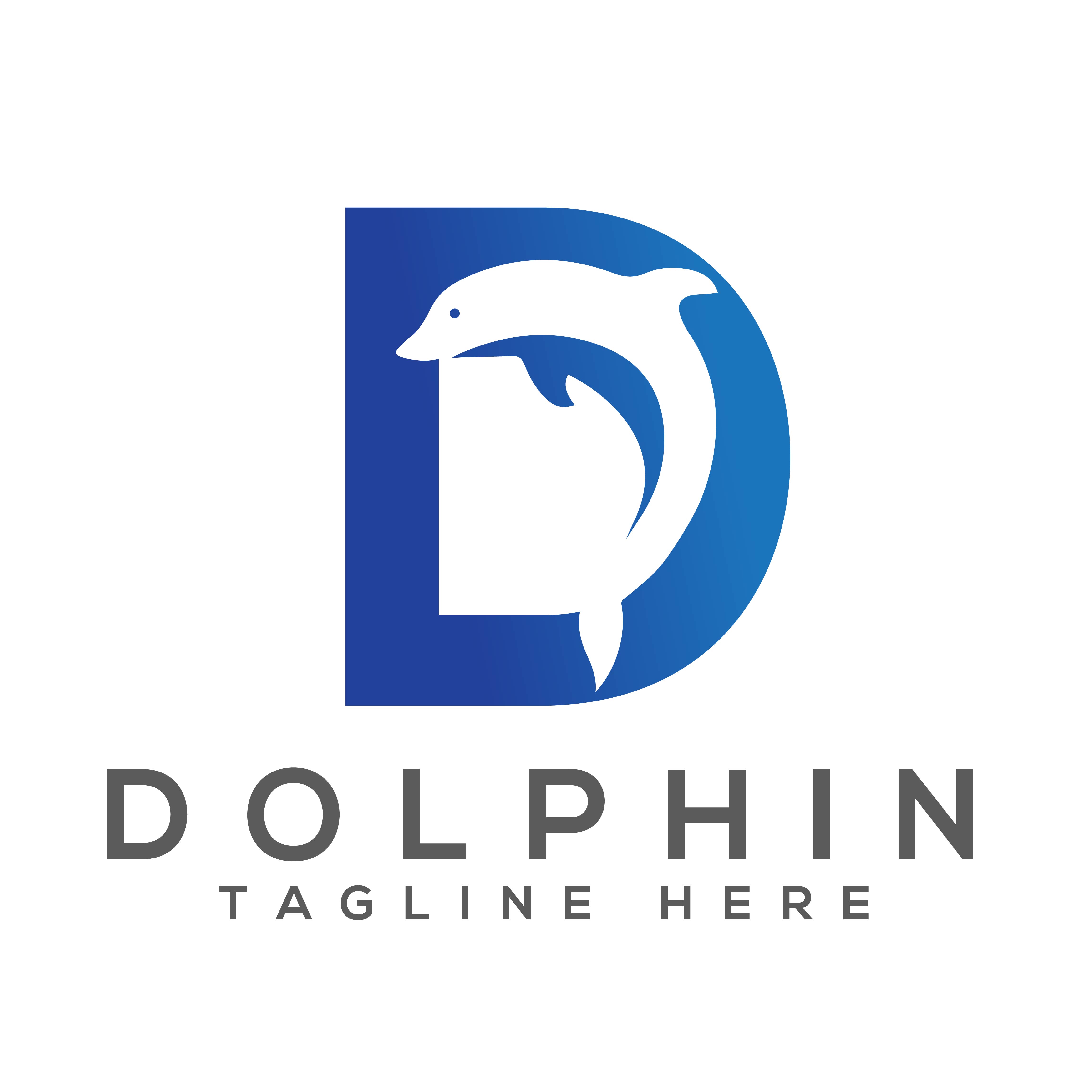 D Letter Jumping Dolphin Logo cover image.