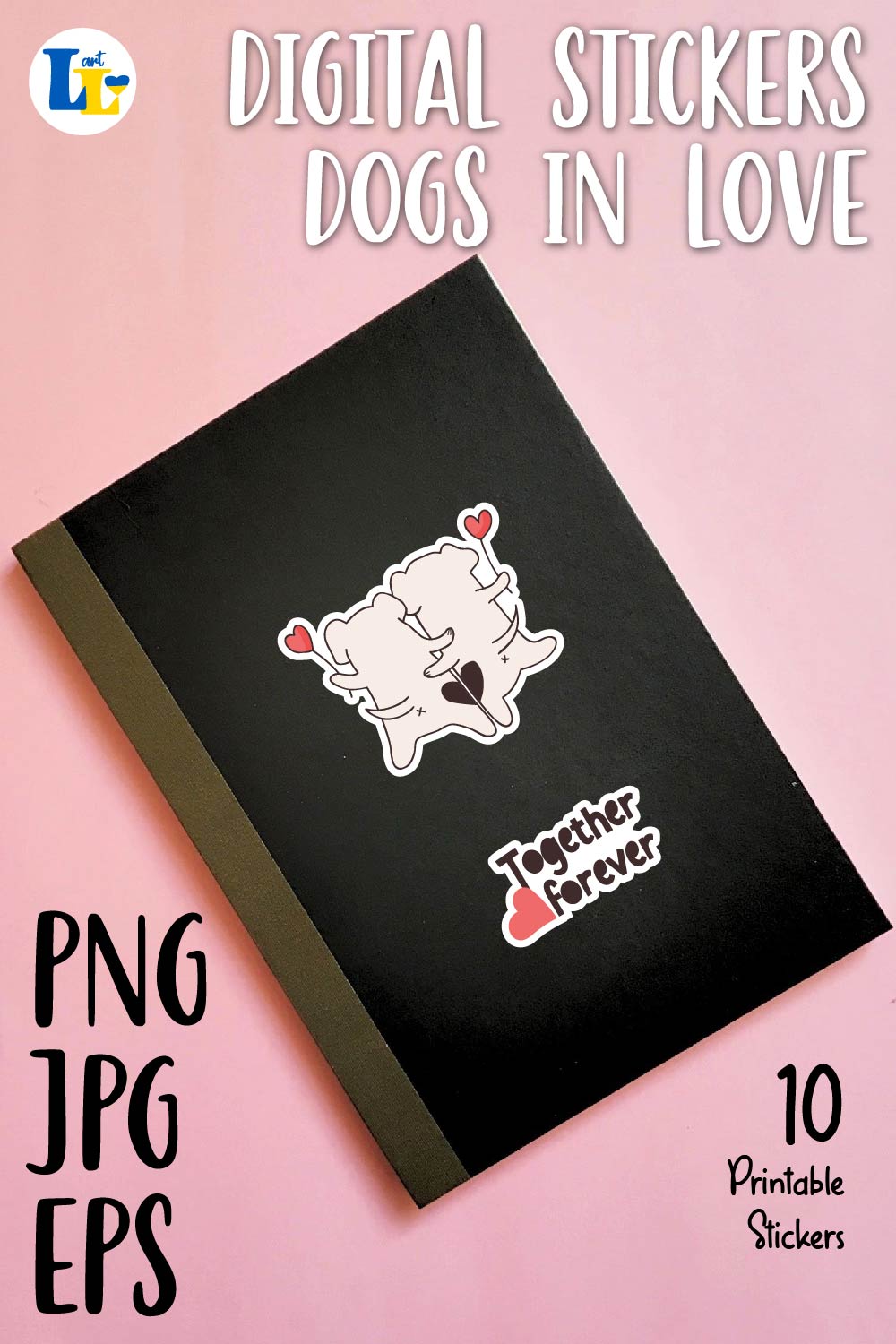 Picture of notepad with enchanting cute dog sticker
