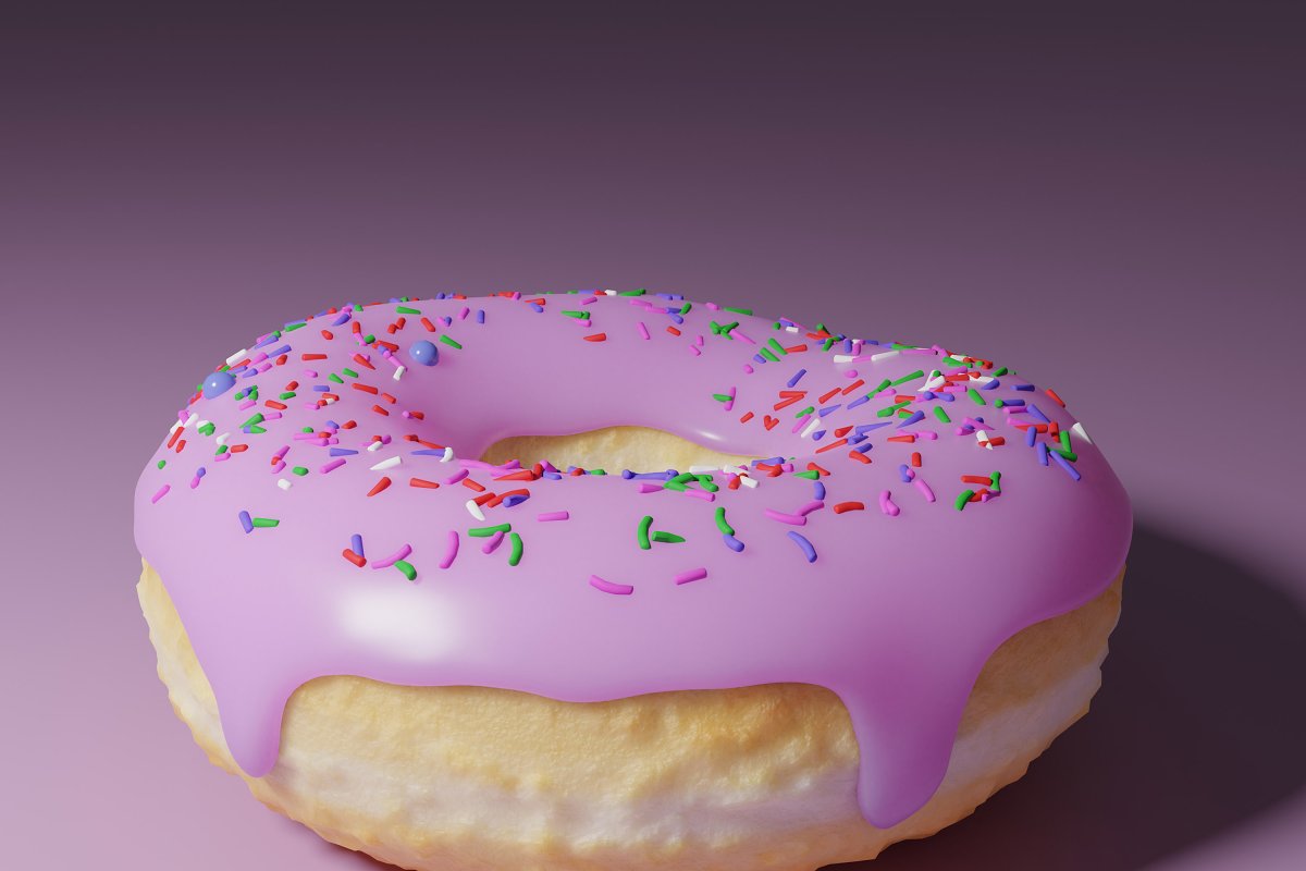 Realistic Big Glazed Donut 3D Model image preview.