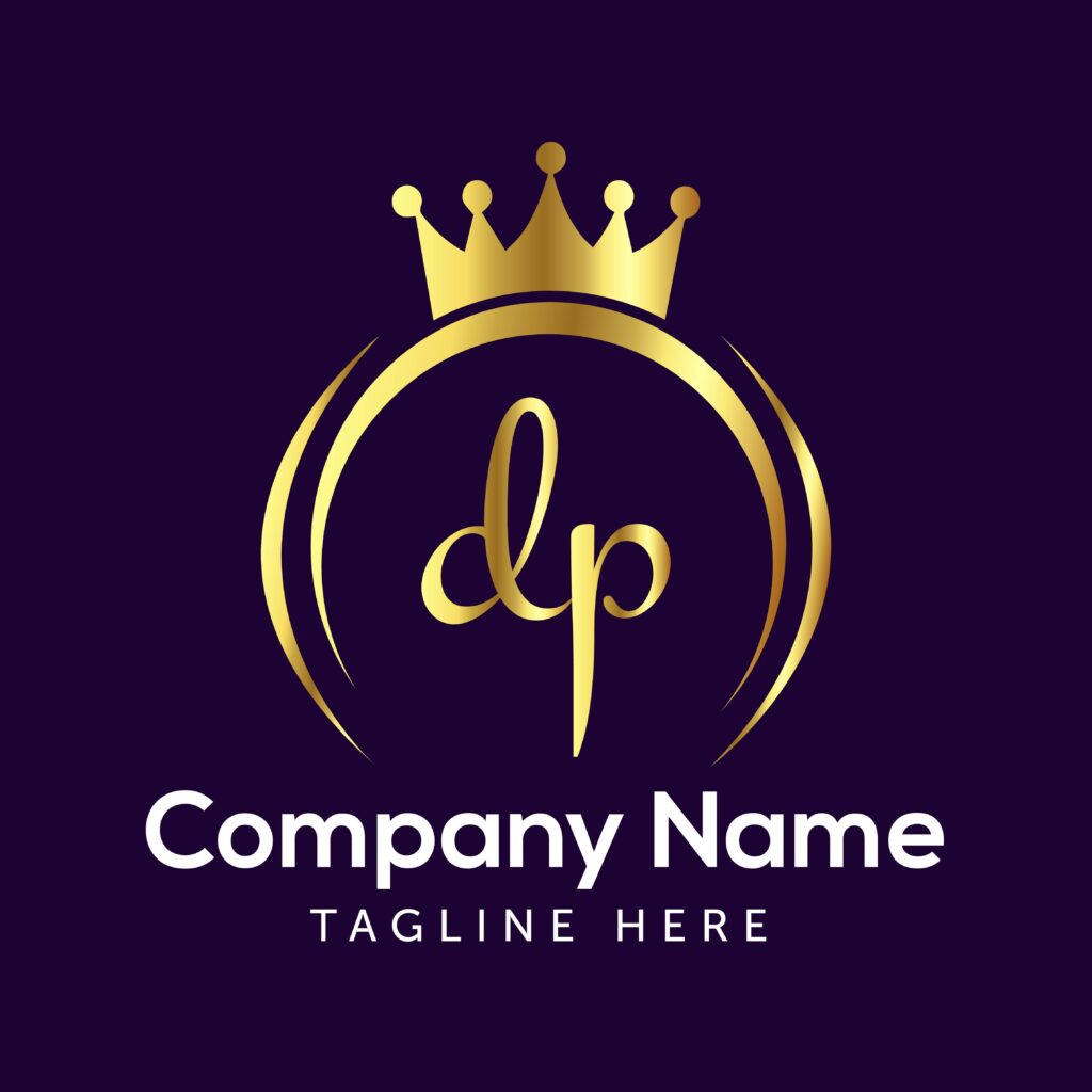 Letter DP Logo Design with Gold Crown - MasterBundles