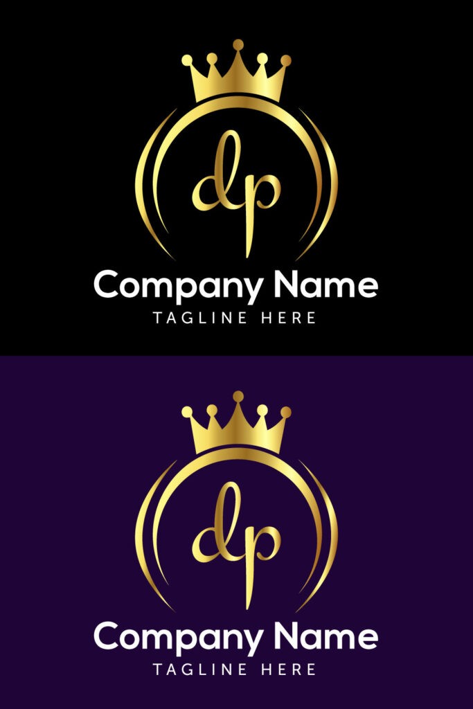 Letter DP Logo Design with Gold Crown - MasterBundles