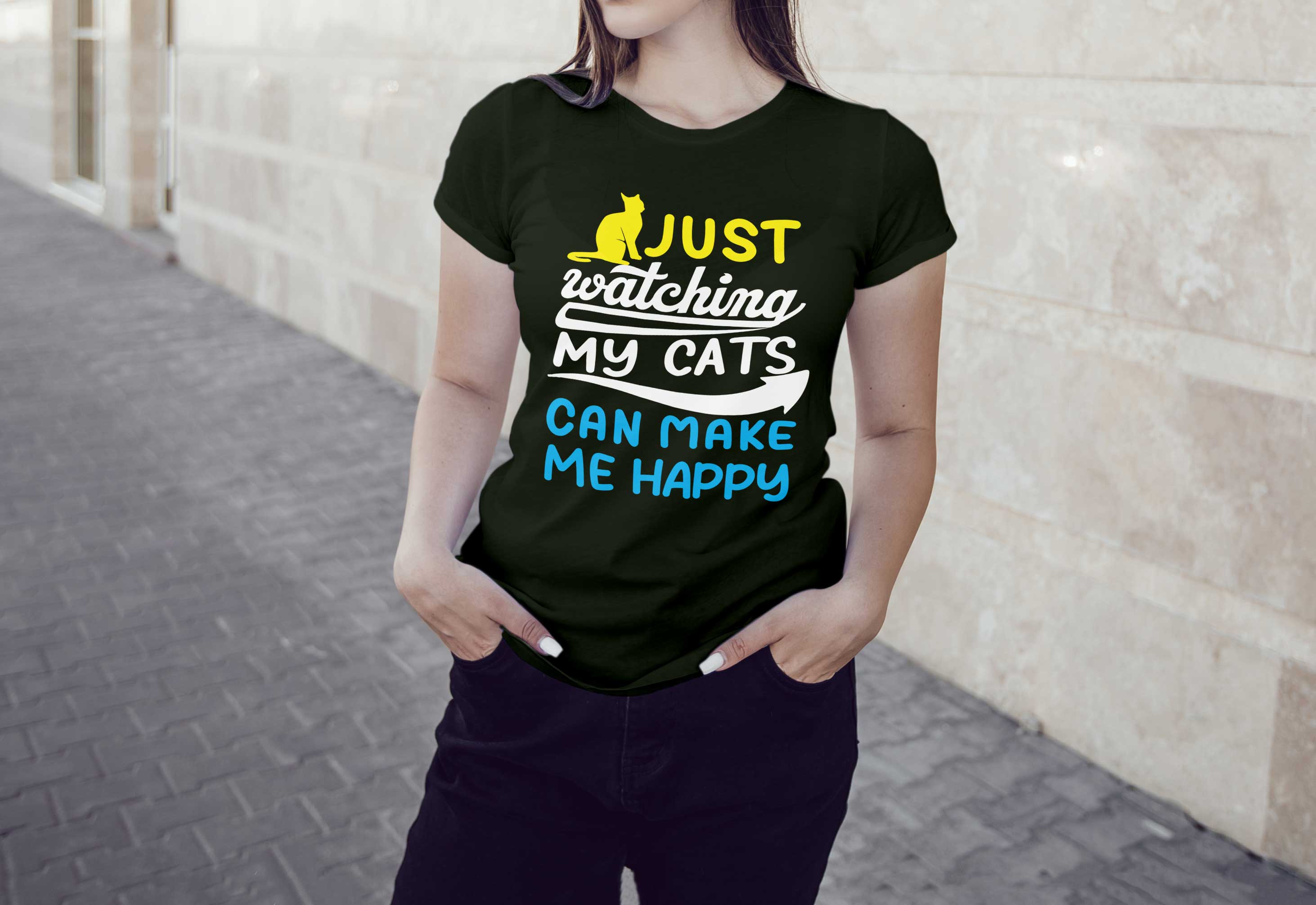 Image of a black t-shirt with a great inscription about cats