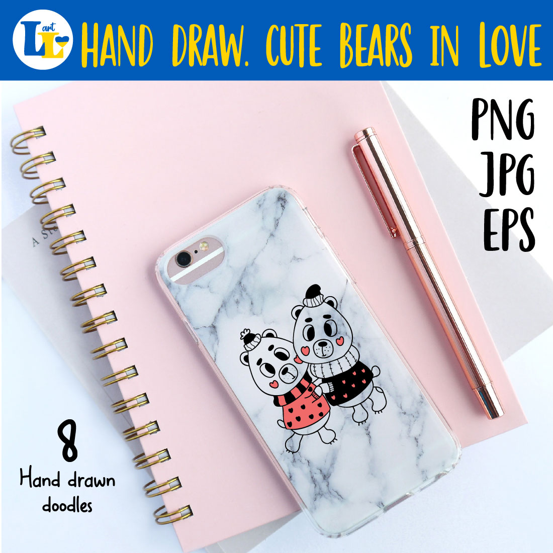 Cute bears on a light phone case.