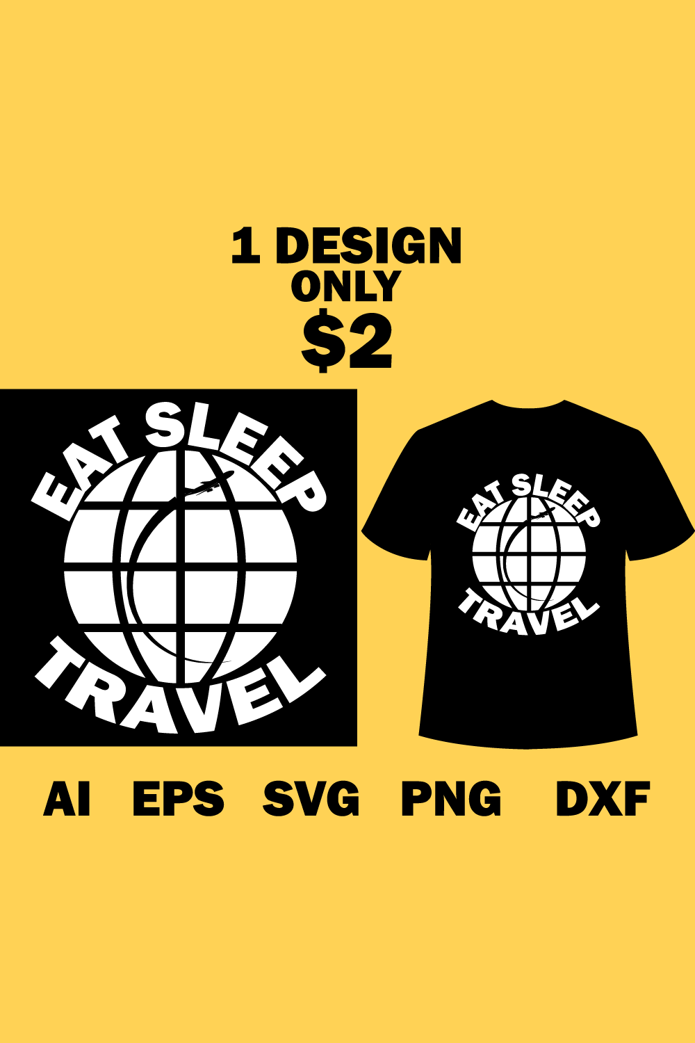 Image of a T-shirt with a beautiful inscription Eat Sleep Travel