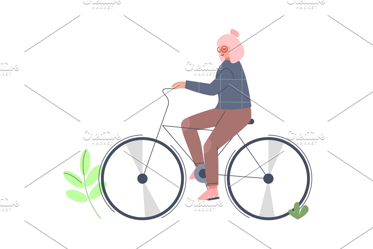 Cover image of Young Woman Riding Bike.