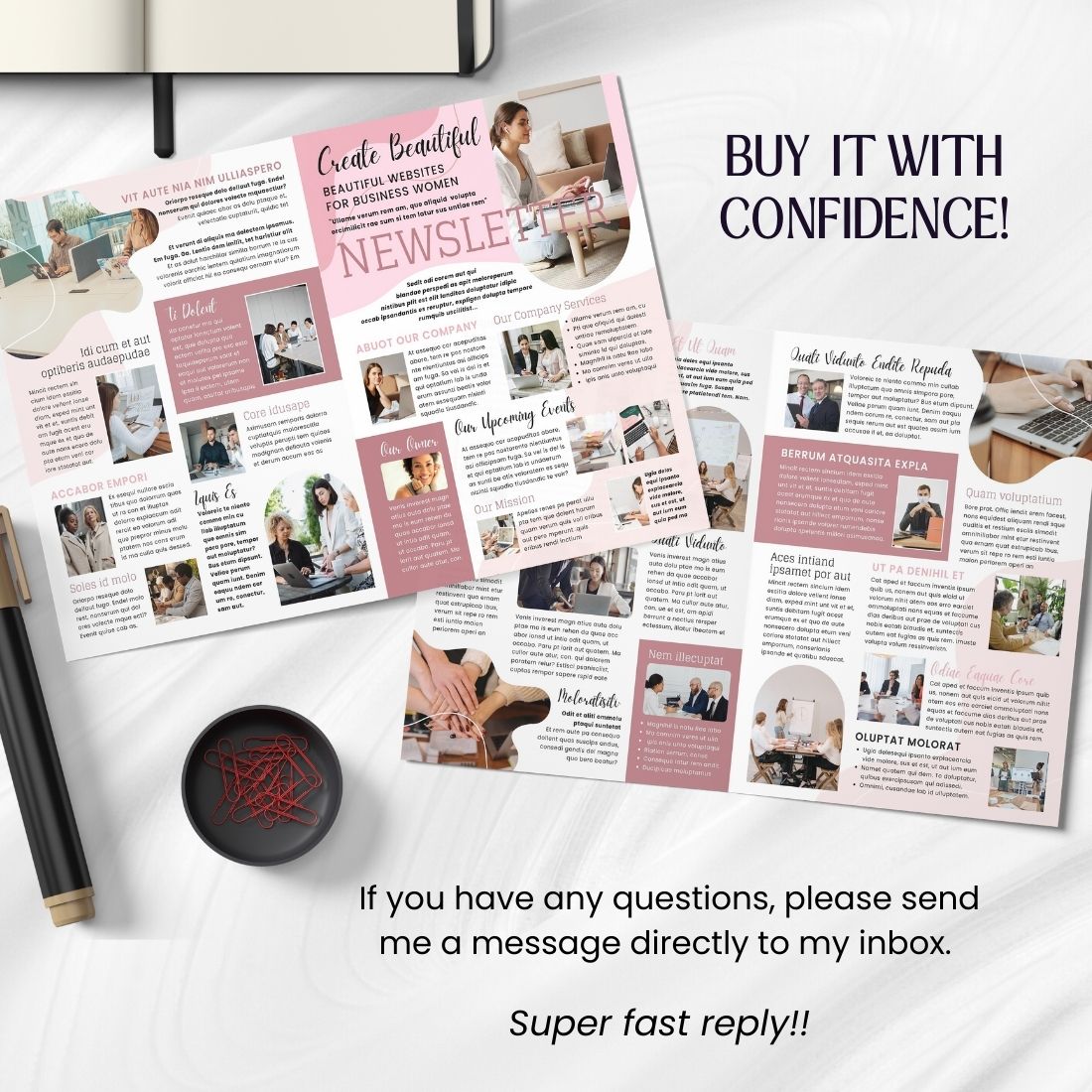 elevate your professional brand with our customizable canva newsletter template for business women 12 558