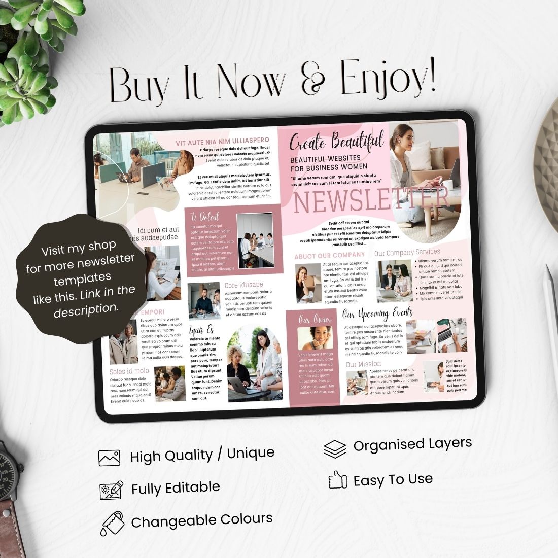 elevate your professional brand with our customizable canva newsletter template for business women 14 975