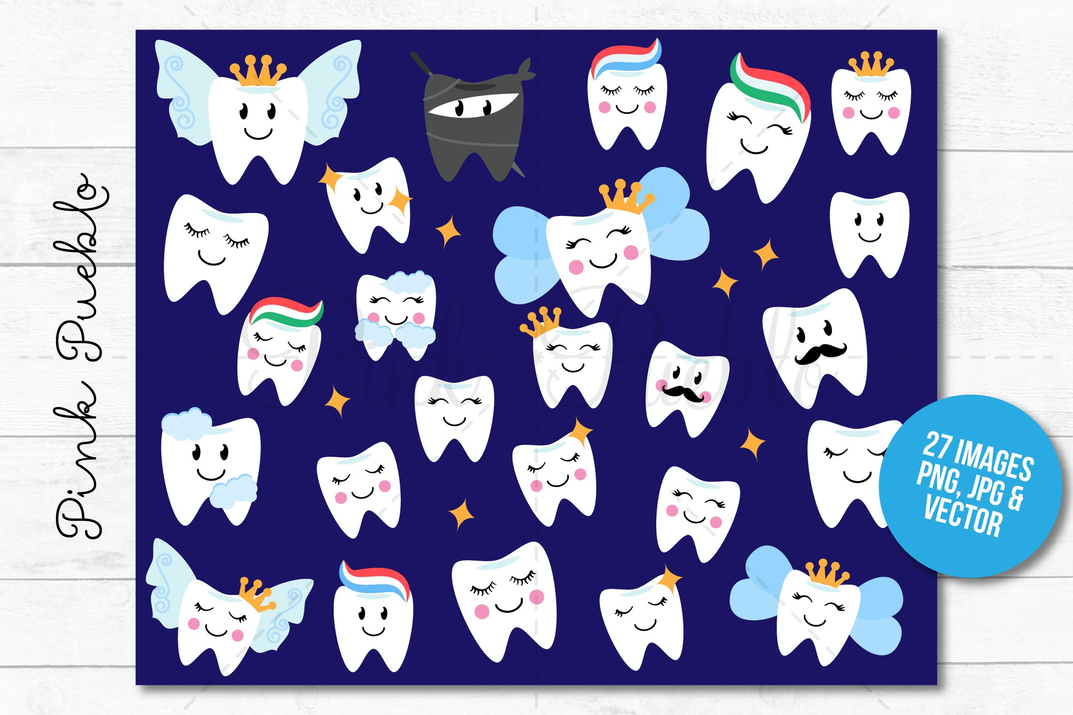 Dark blue background with tooth diverse.