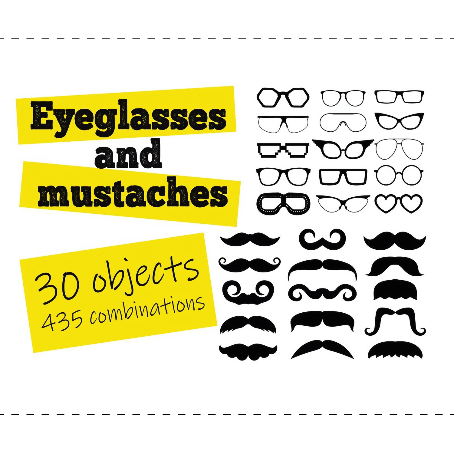 Eyeglasses And Mustaches Icon Set Main Cover.