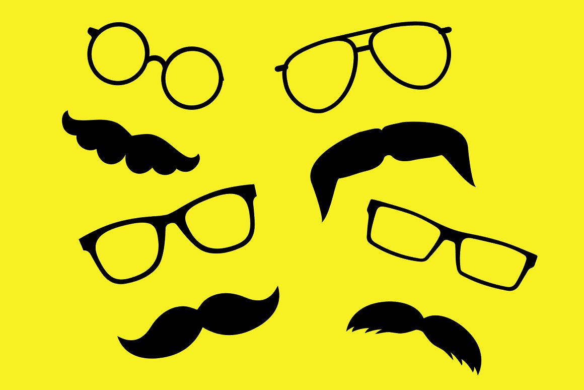 eyeglasses and mustaches icon set 1 524