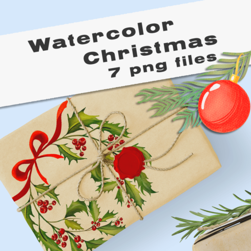 Watercolour Christmas Clipart Set PNG cover image.