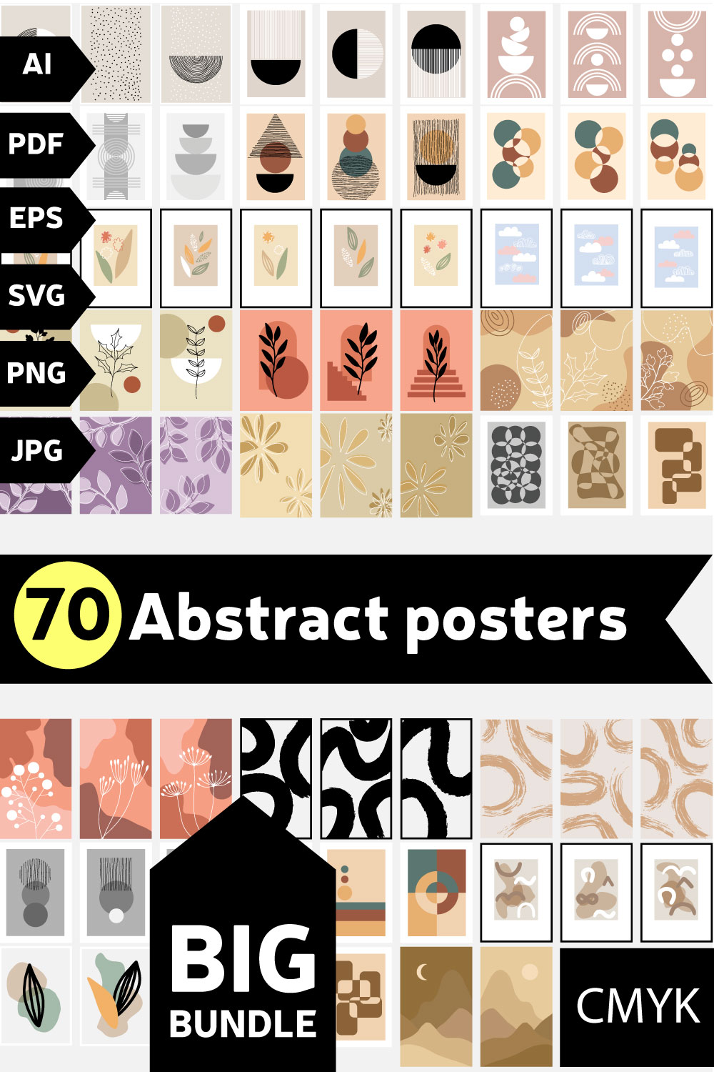 Abstract posters | Big bundle abstract cards pinterest preview image.
