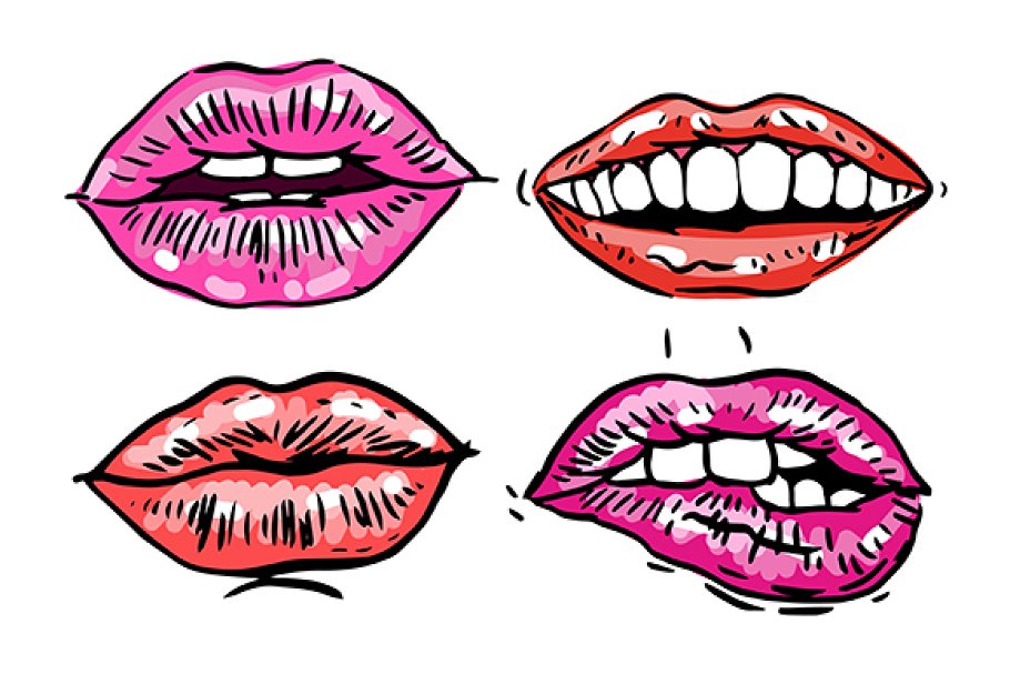 Diversity of colorful Fashion Lips.