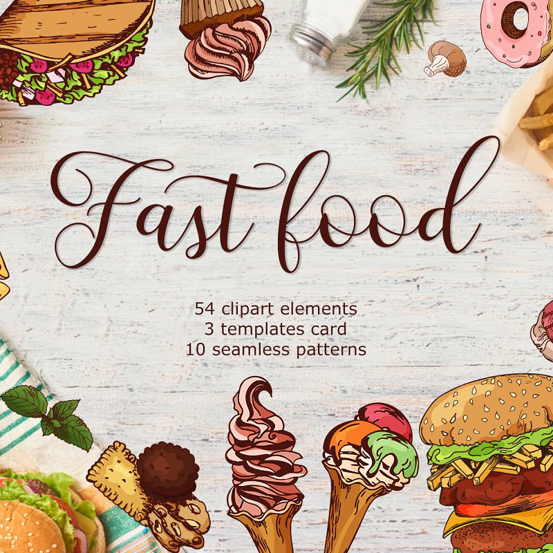 Fast food clipart main cover.