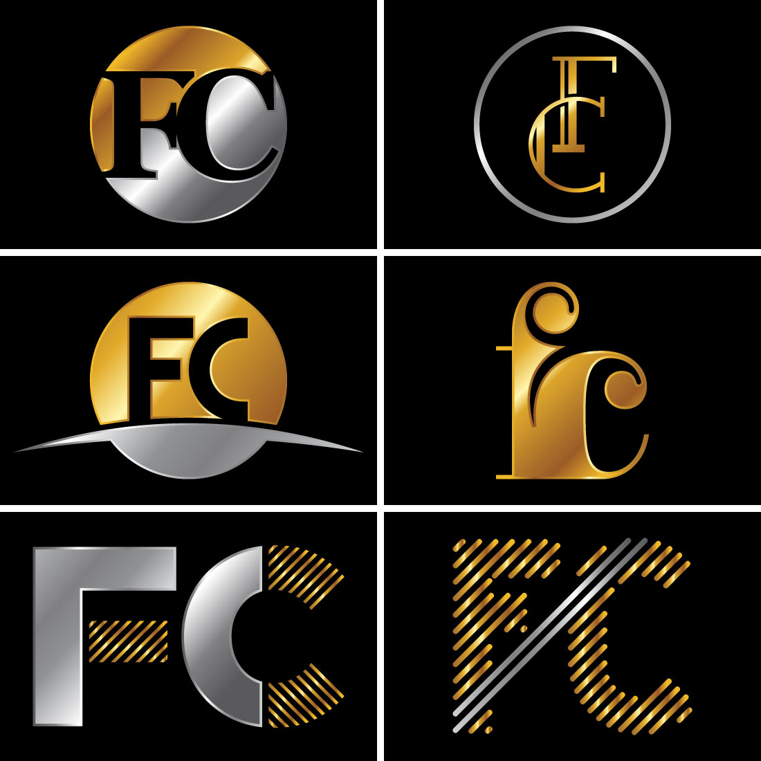 Initial Letter F C Logo Design Vector Template.