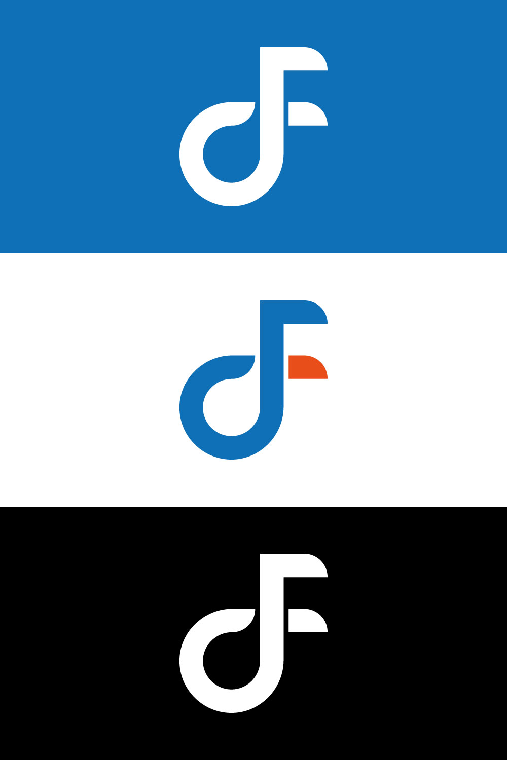 Letter DF and FD Logo Design pinterest image.