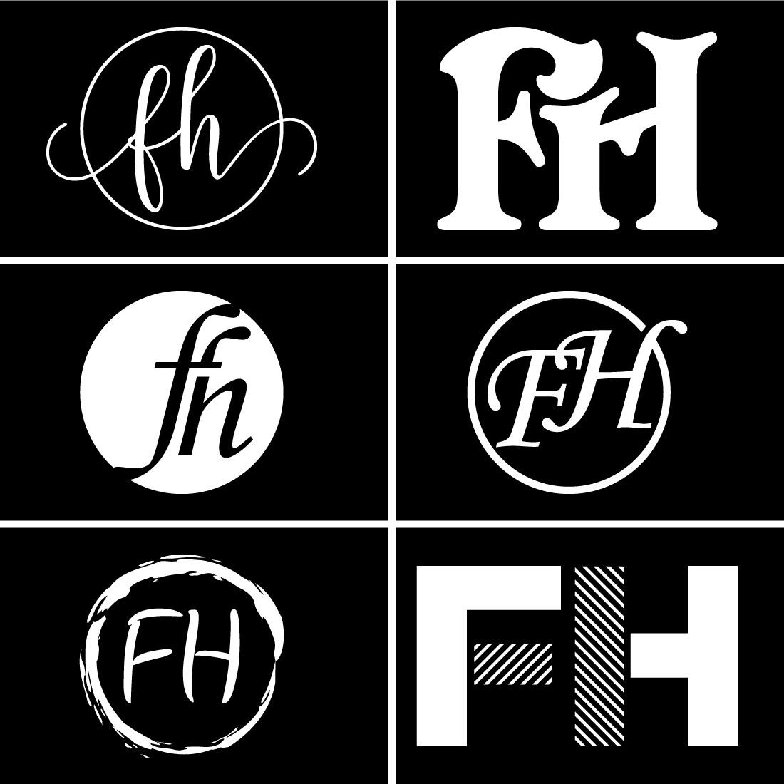 Letter HF FH Logos