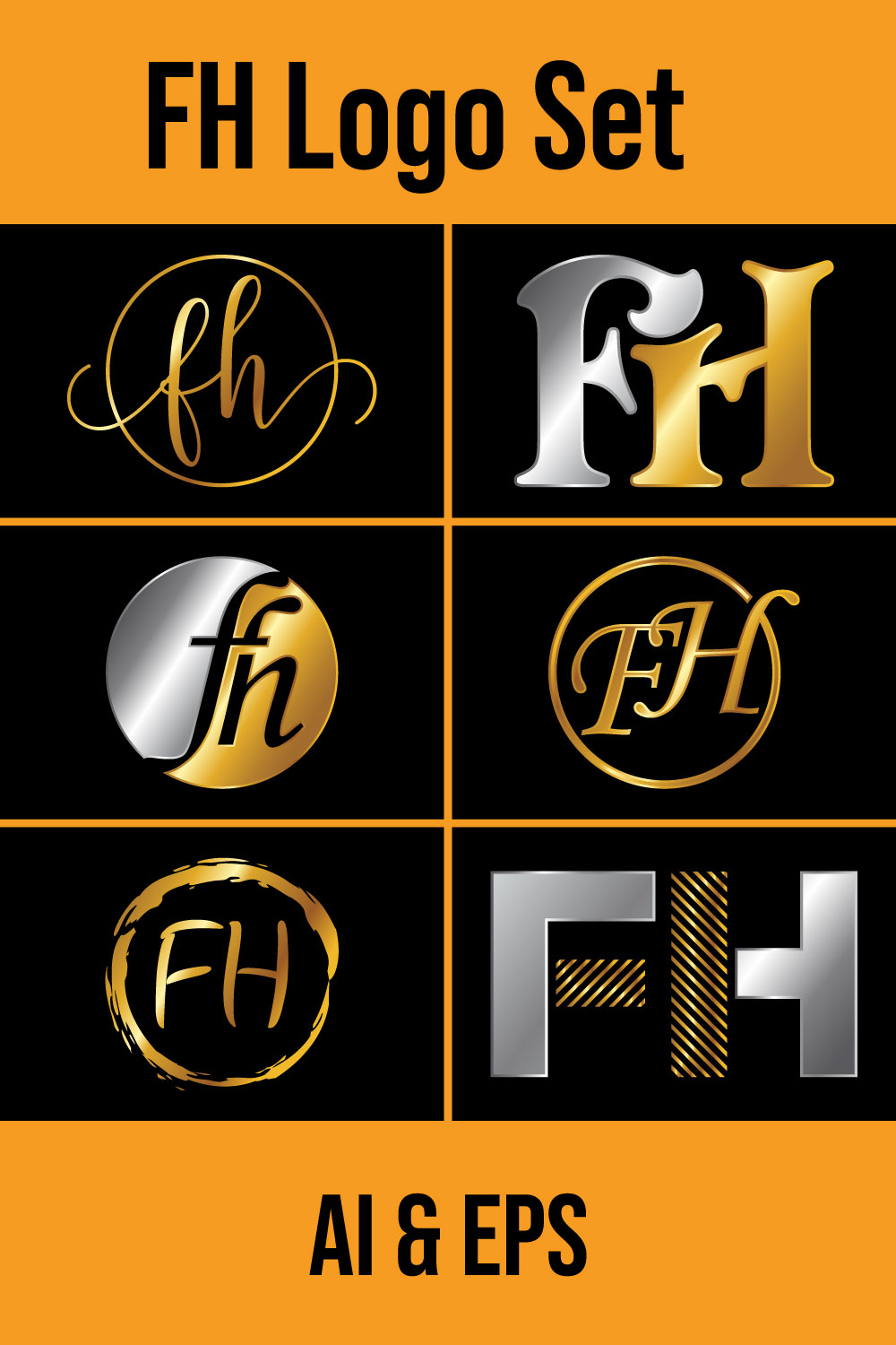 Fh vibrant creative leter logo design Royalty Free Vector