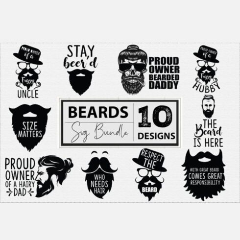 10 Beards Designs Bundle main cover.