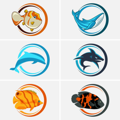 Fish in a Circle Logo Design Template cover image.