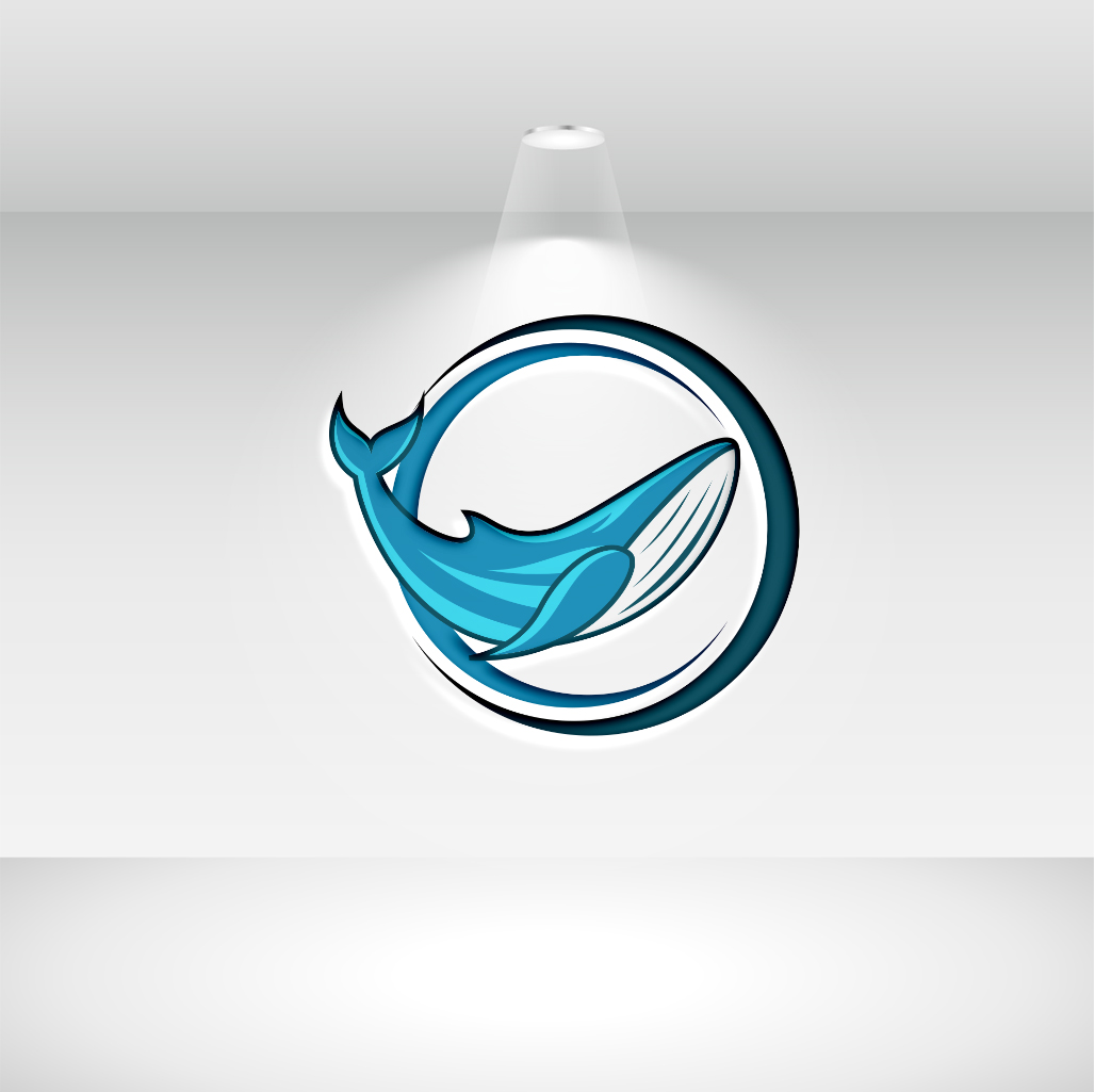 Whale Fish Logo Design Template preview image.