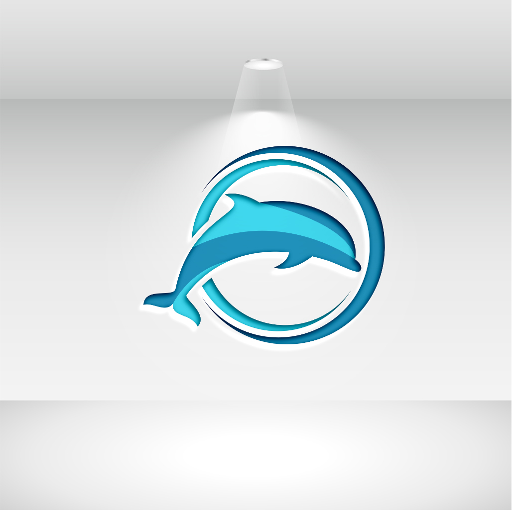 Dolphin Logo Design Template preview image.