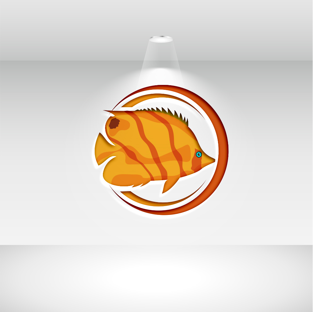 Restaurant Fish Logo Design Template preview image.