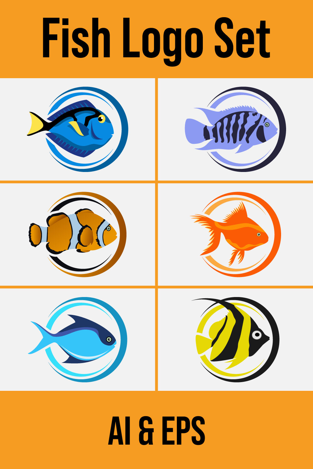 Fish Logo Design Template pinterest image.