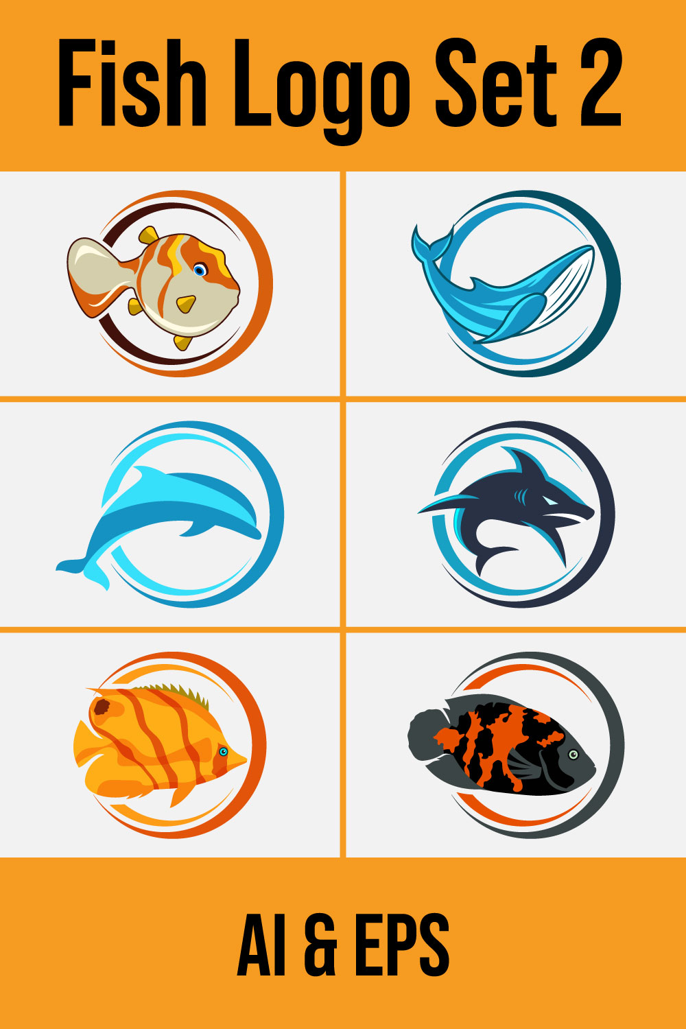 Seafood Fish Logo Design Template pinterest image.