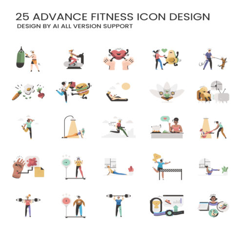 25 Advance Fitness Icon Design main cover.