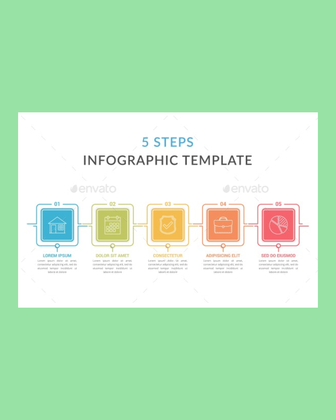 Five steps infographic template pinterest image.