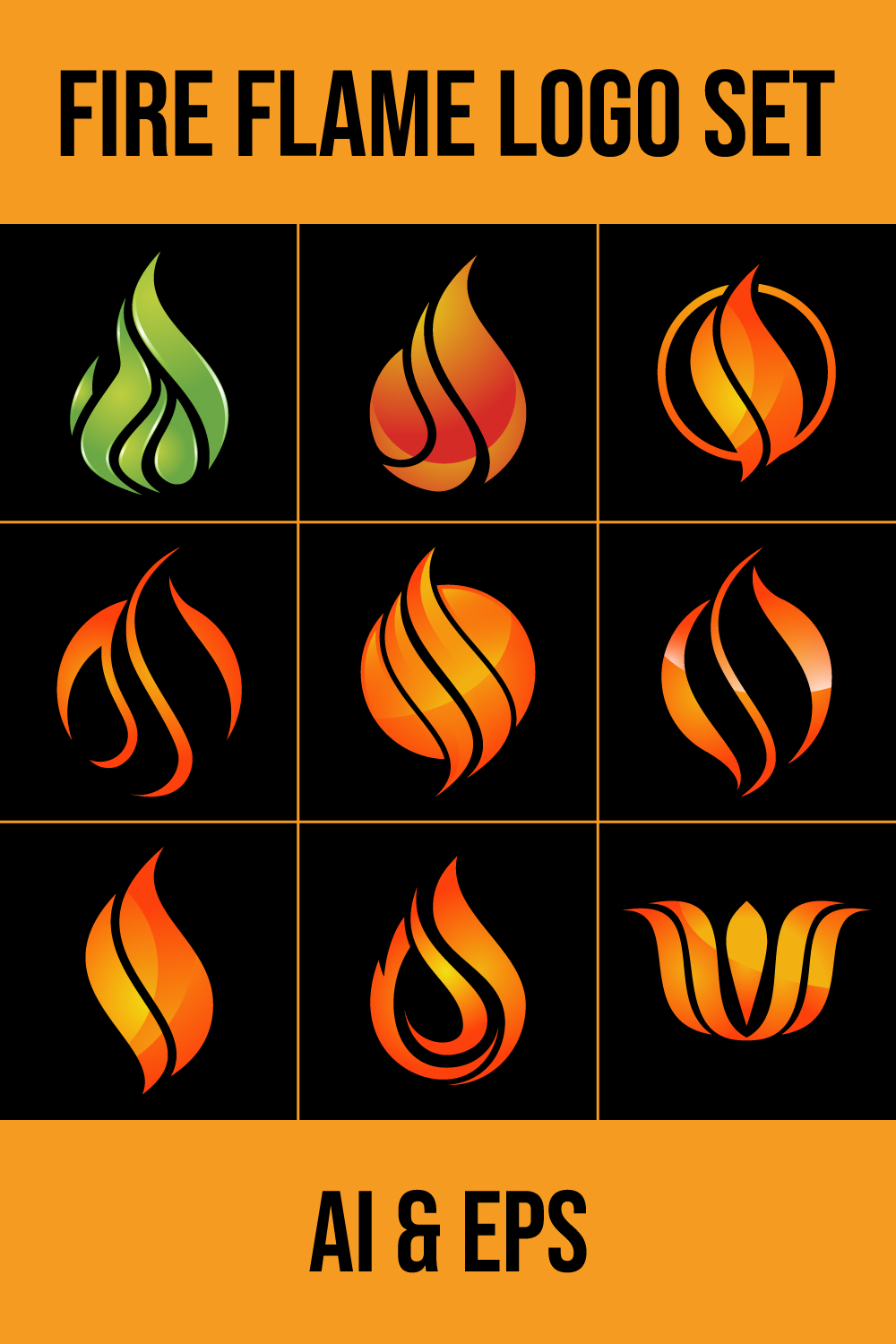 Flame Logo Design Vector Illustration pinterest image.