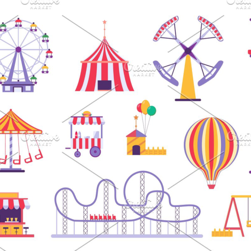 Flat amusement park roller coaster main image preview.